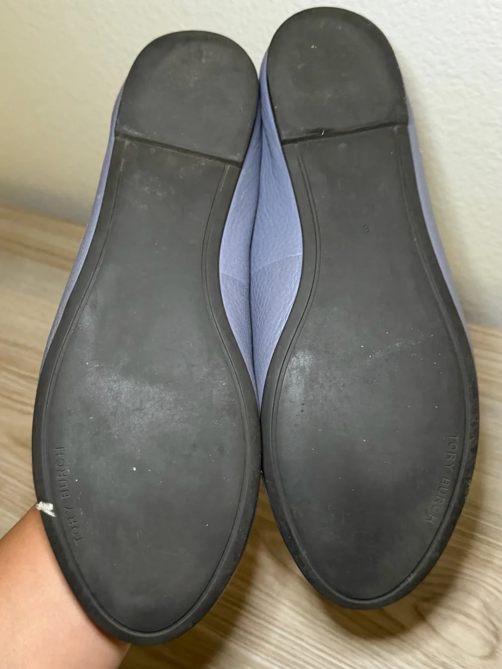 Tory Burch Lavender Leather Ballet Flats with Gold Logo
